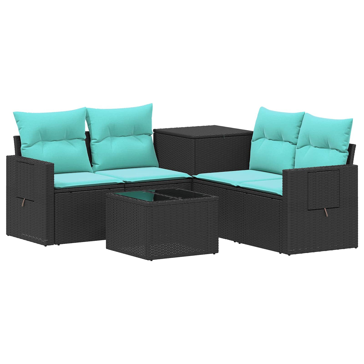 Sofa Set 6 stk. Schwarz und Blau 55 x 55 x 37 cm