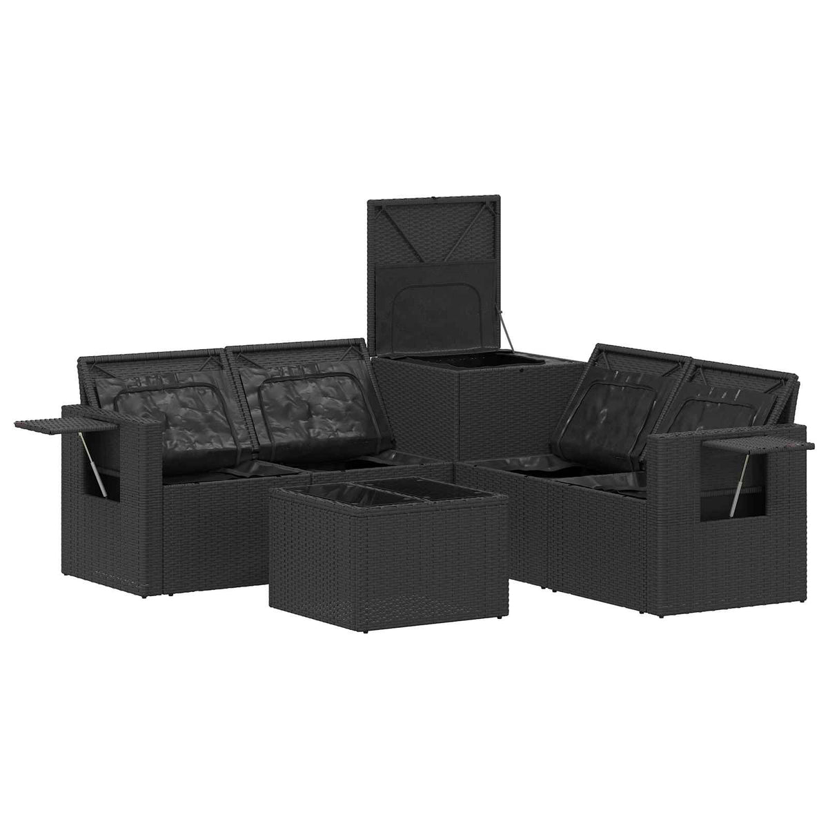 Sofa Set 6 stk. Schwarz und Blau 55 x 55 x 37 cm