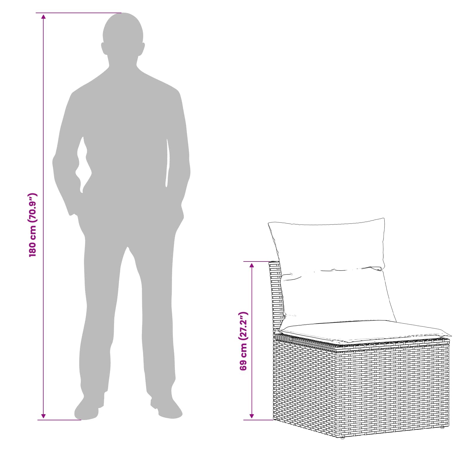 Sofa Set 6 stk. Schwarz und Cremeweiß Polyrattan und Stahl