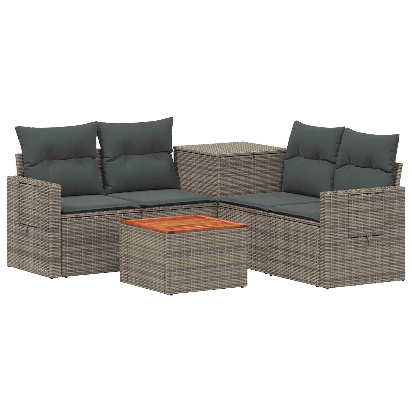 Sofa Set 6 stk. Grau und Dunkelgrau Polyrattan und Stahl
