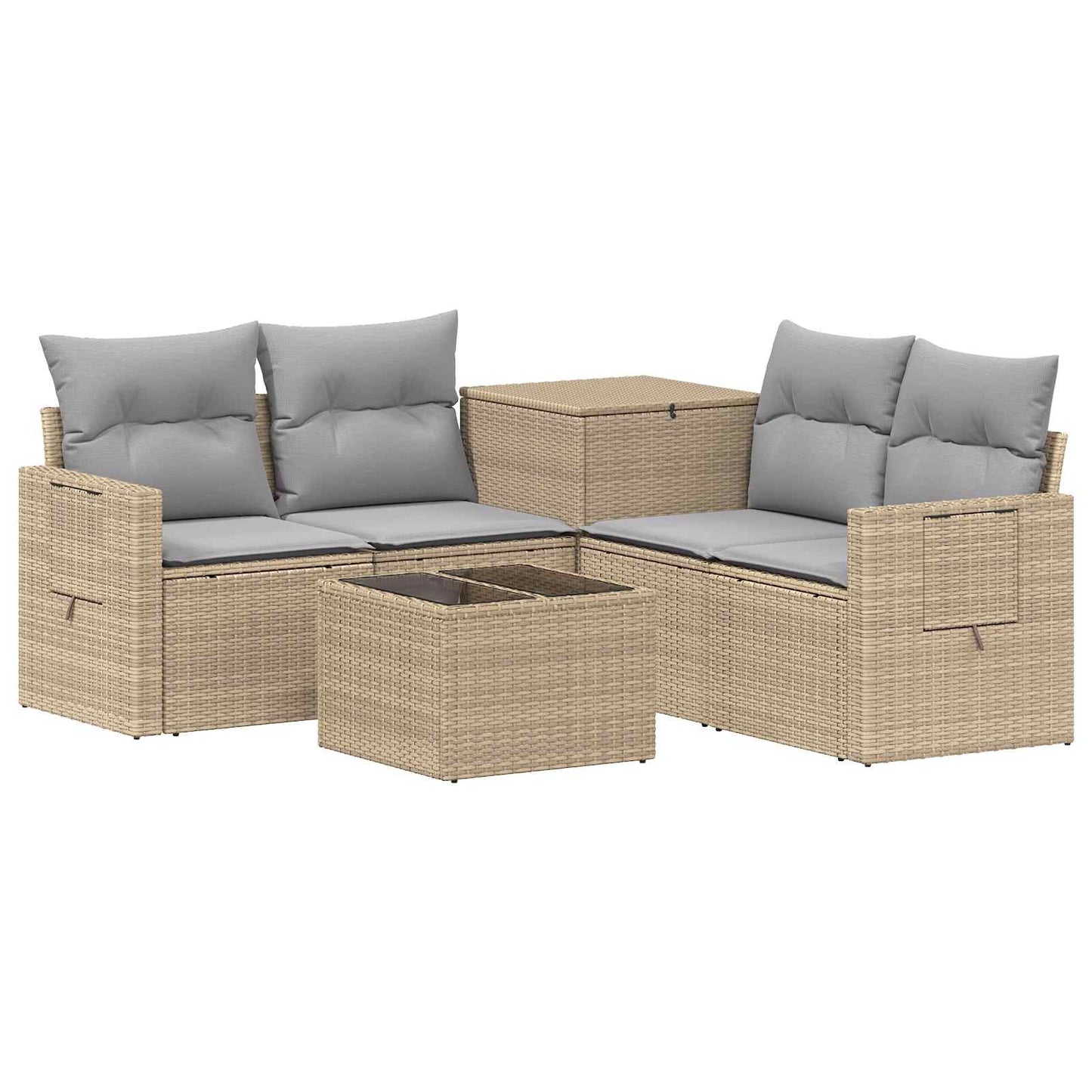 Sofa Set 6 stk. Beige und Hellgrau Polyrattan und Stahl
