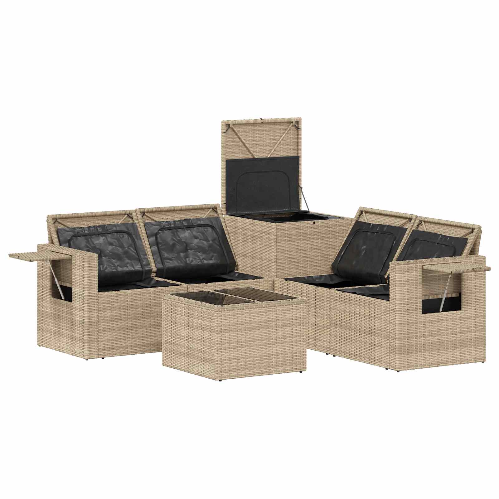 Sofa Set 6 stk. Beige und Hellgrau Polyrattan und Stahl