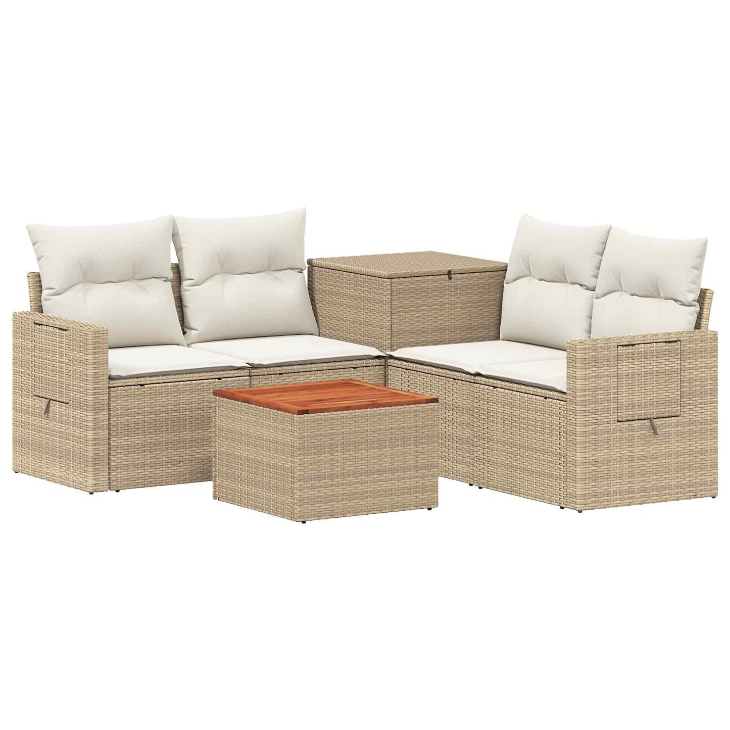 Sofa Set 6 stk. Beige und Cremeweiß Polyrattan und Stahl