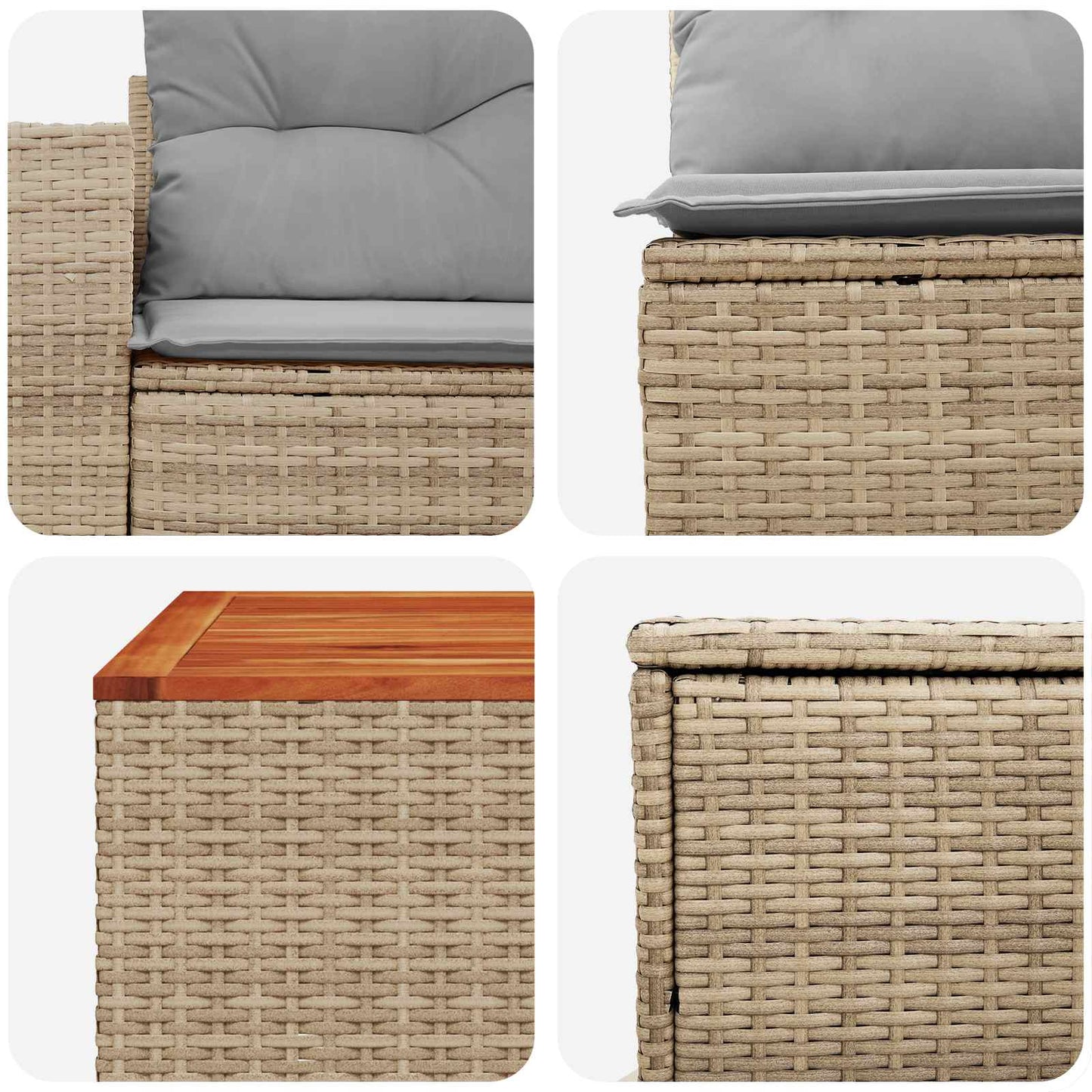 Sofa Set 6 stk. Beige und Hellgrau Polyrattan und Stahl