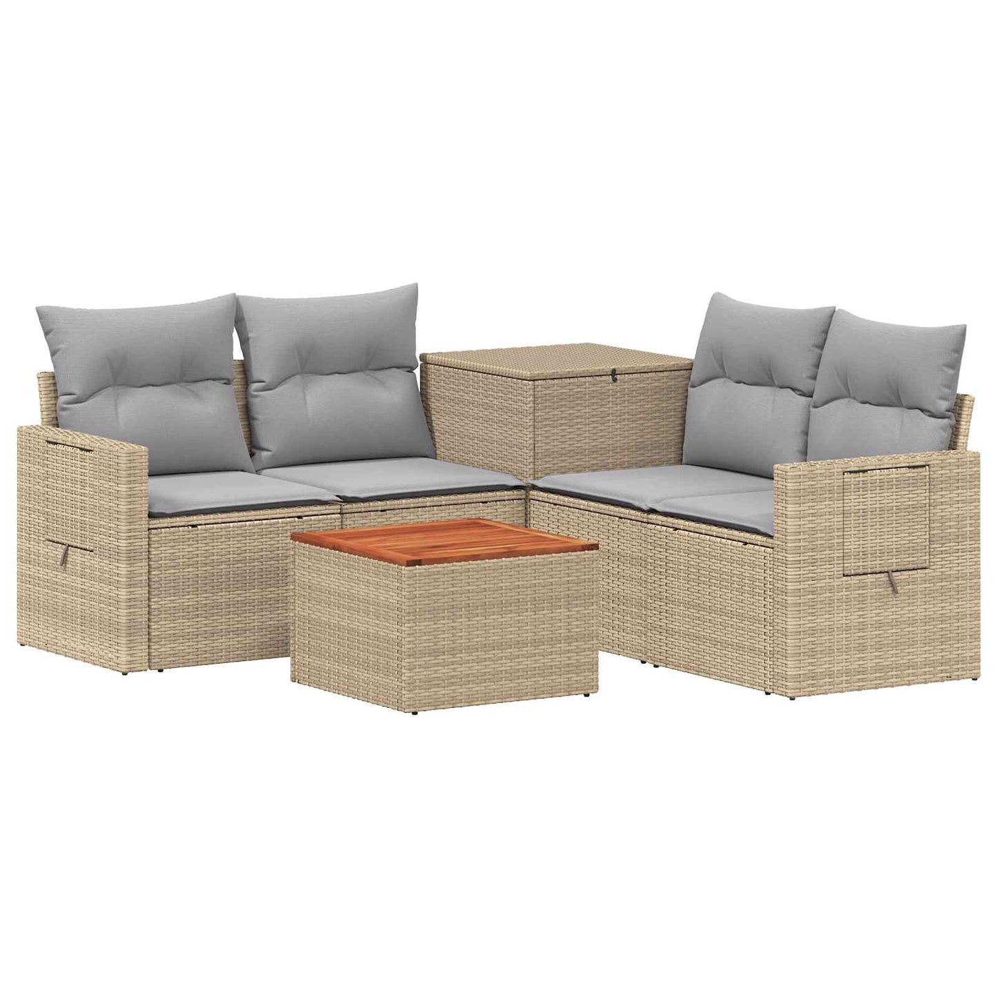 Sofa Set 6 stk. Beige und Hellgrau Polyrattan und Stahl