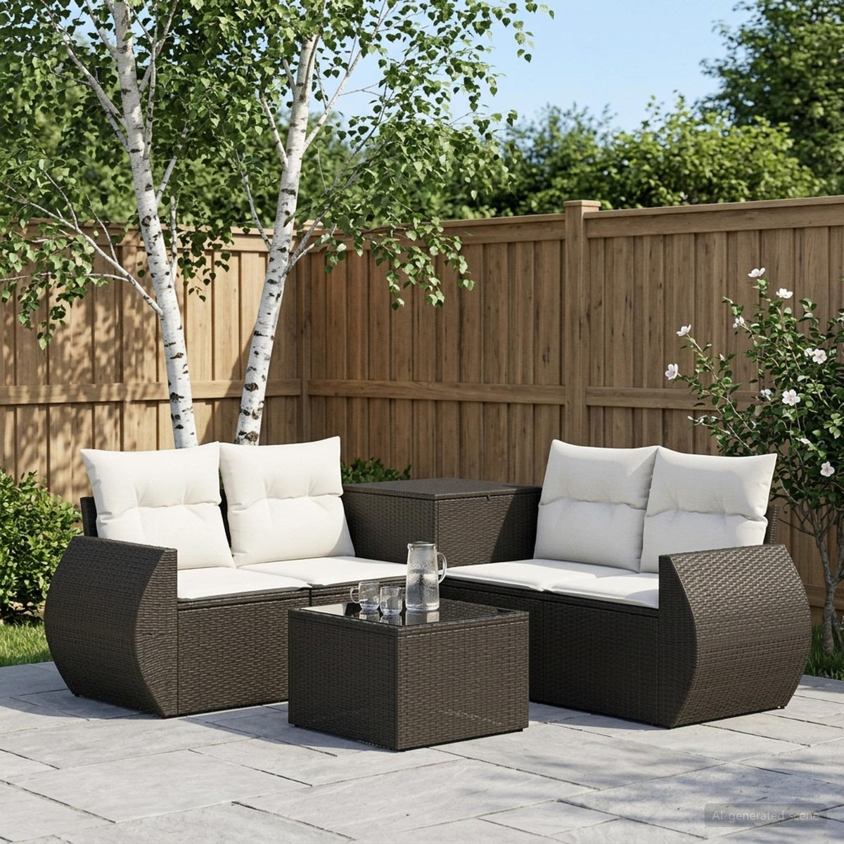 Sofa Set 6 stk. Schwarz und Cremeweiß 55 x 55 x 37 cm