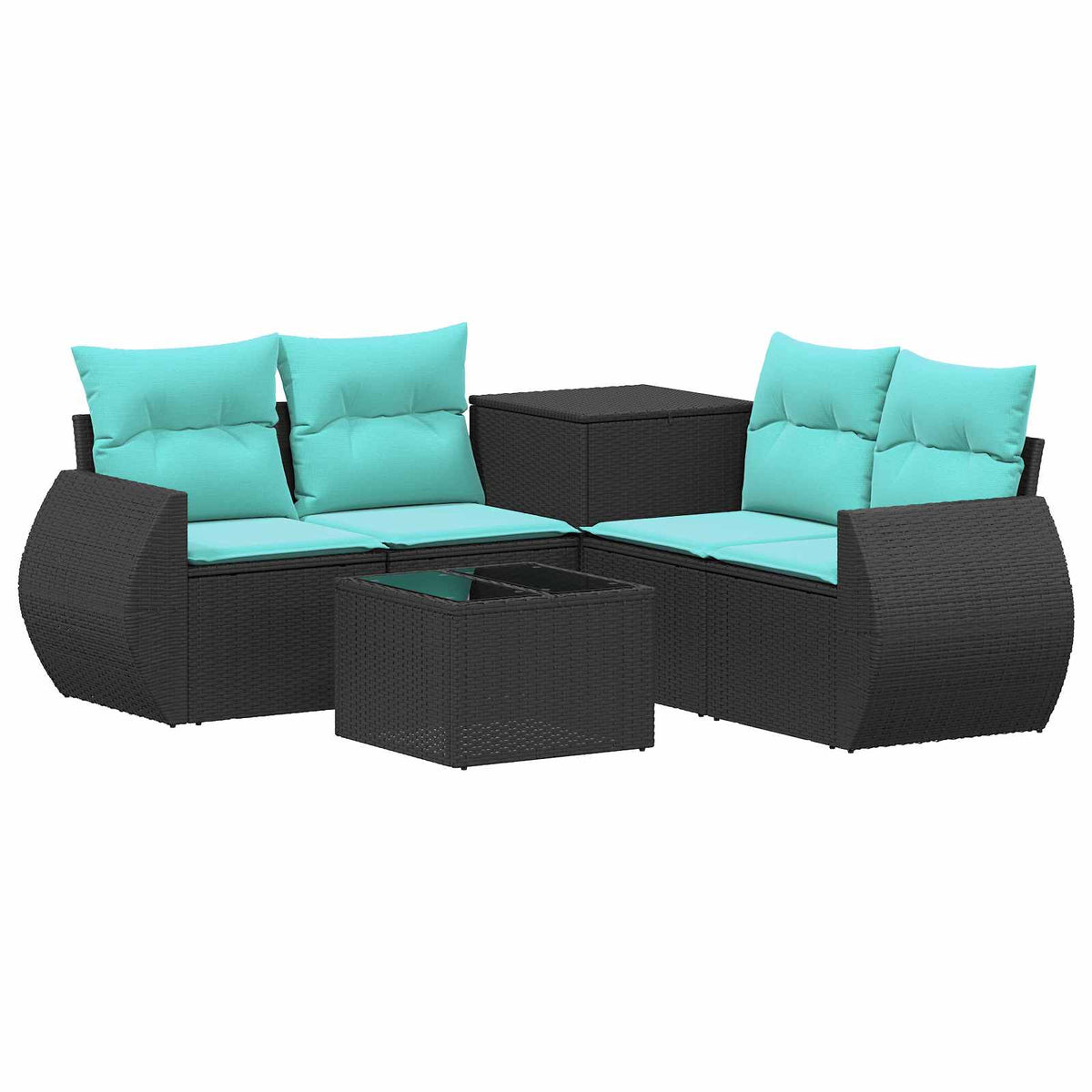 Sofa Set 6 stk. Schwarz und Blau 55 x 55 x 37 cm
