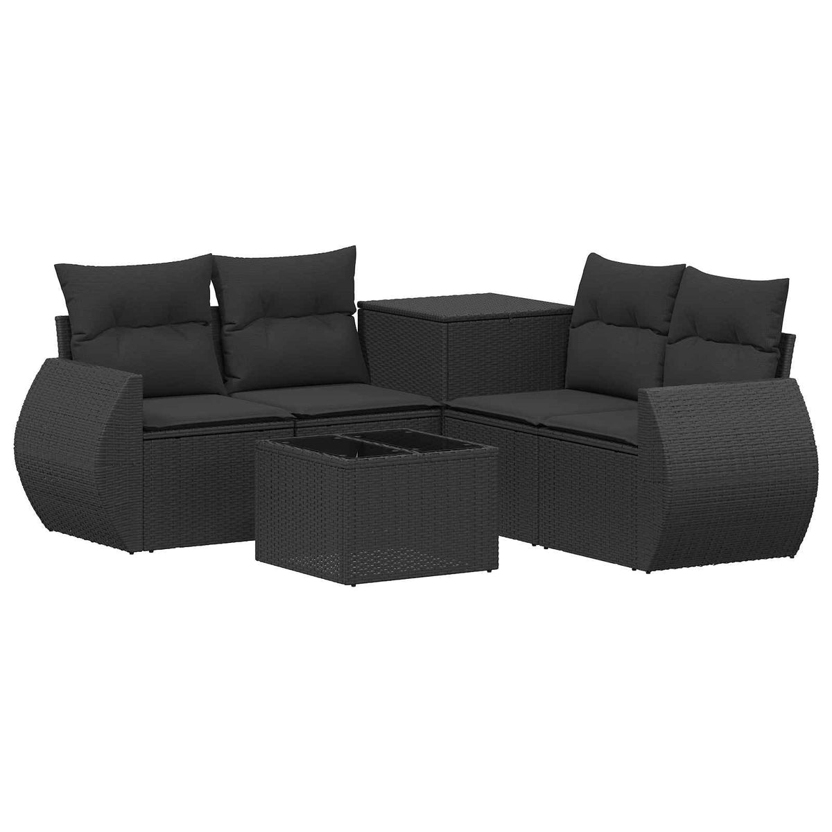 Sofa Set 6 stk. Schwarz 55 x 55 x 37 cm Polyrattan und Stahl