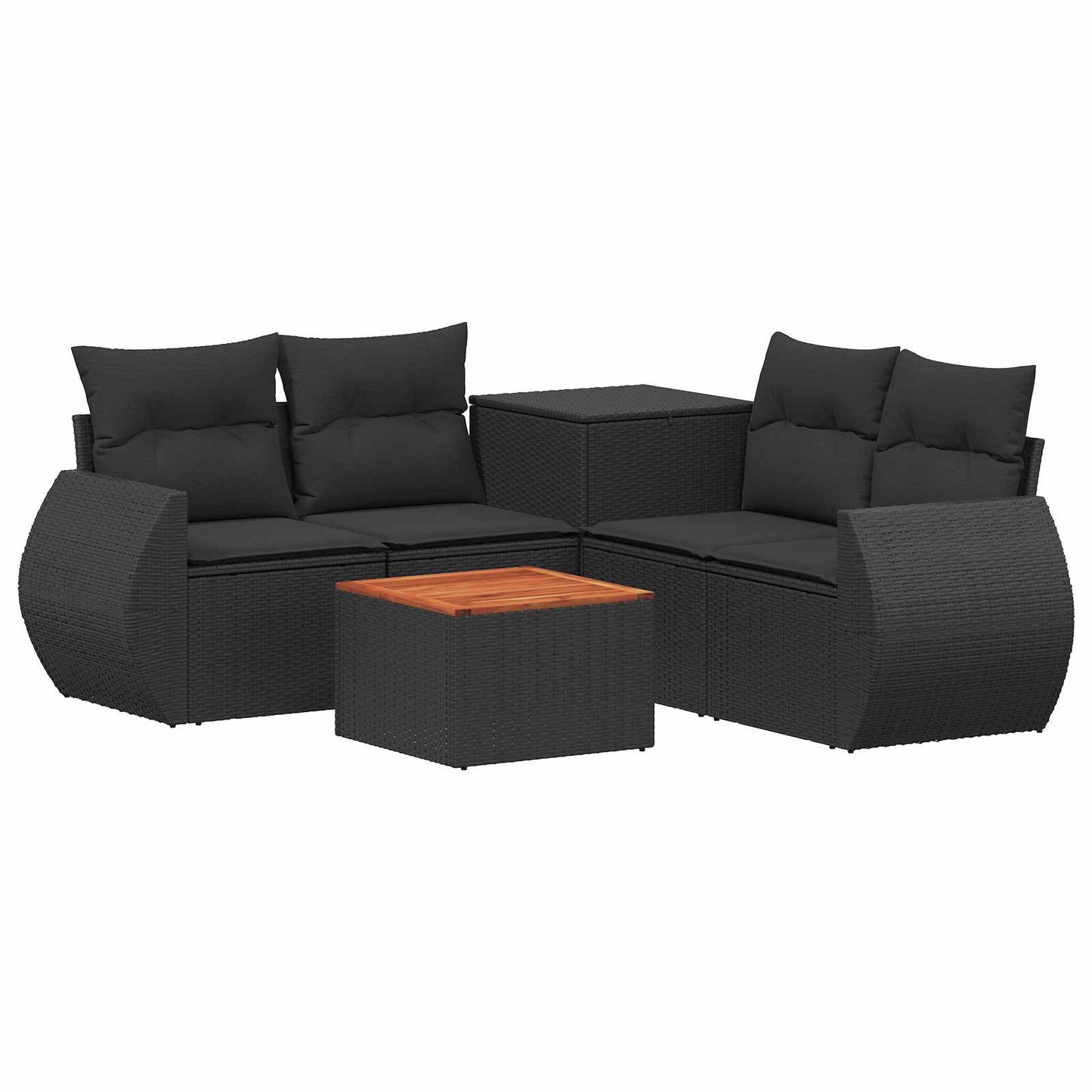 Sofa Set 6 stk. Schwarz Polyrattan und Stahl