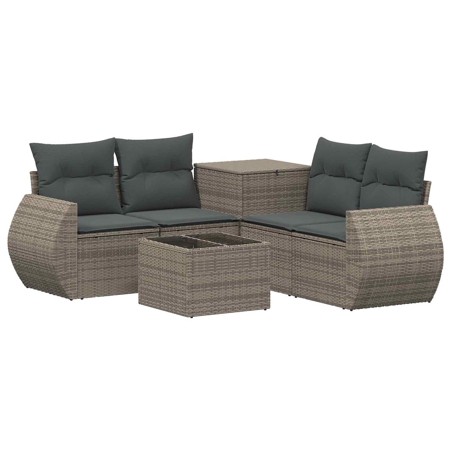 Sofa Set 6 stk. Grau und Dunkelgrau Polyrattan und Stahl
