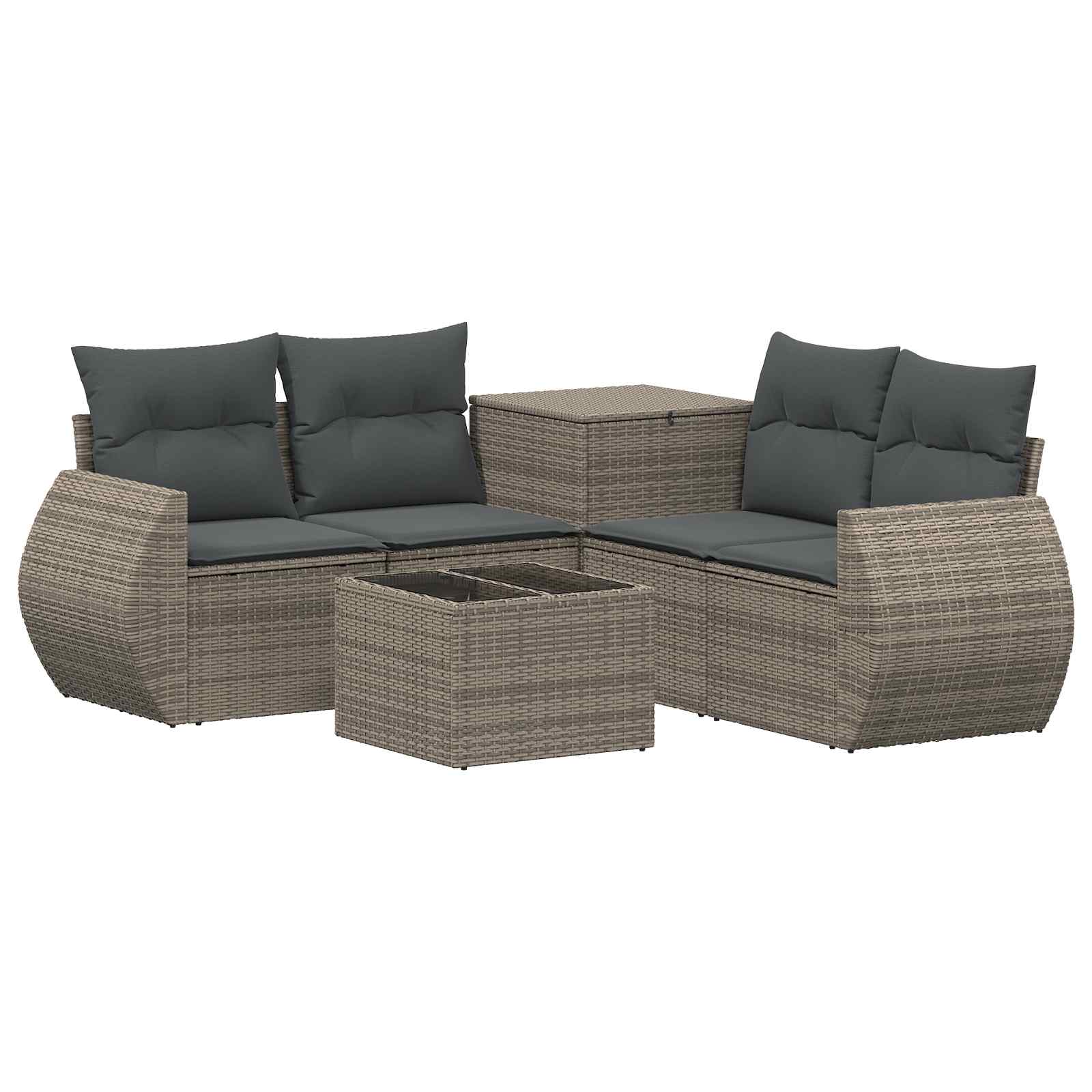 Sofa Set 6 stk. Grau und Dunkelgrau Polyrattan und Stahl
