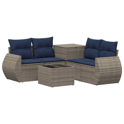 Sofa Set 6 stk. Grau und Marineblau 55 x 55 x 37 cm