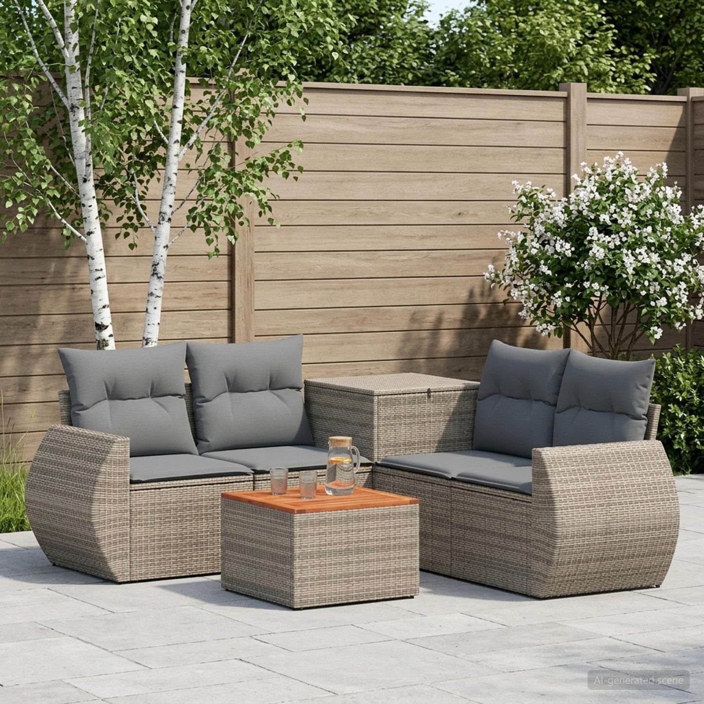 Sofa Set 6 stk. Grau und Dunkelgrau Polyrattan und Stahl