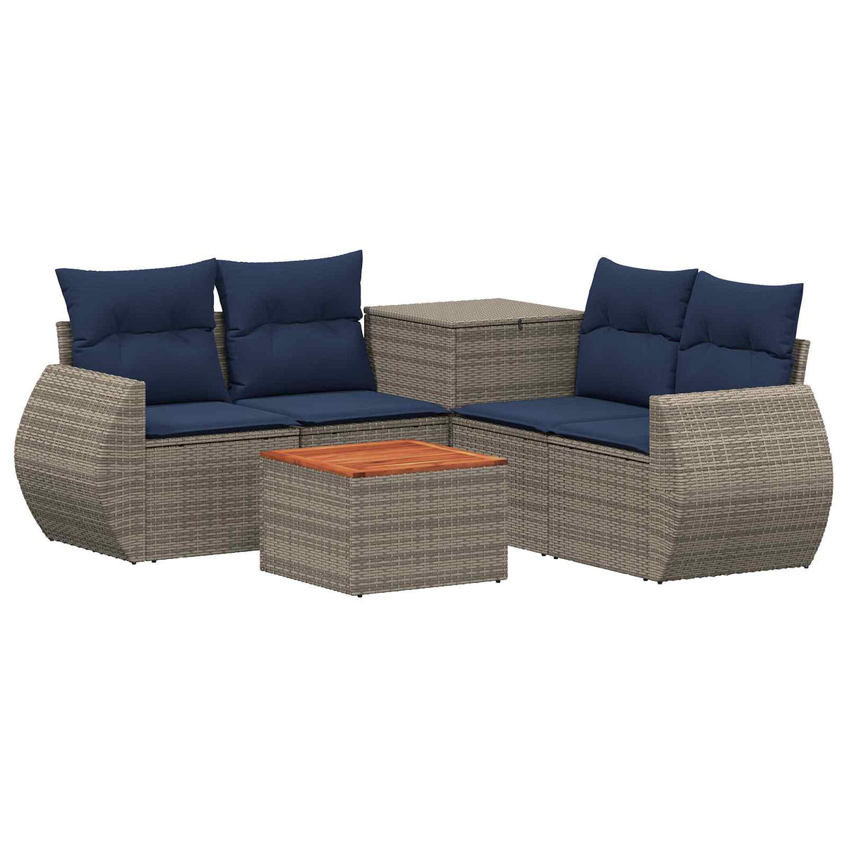 Sofa Set 6 stk. Grau und Marineblau 55 x 55 x 37 cm