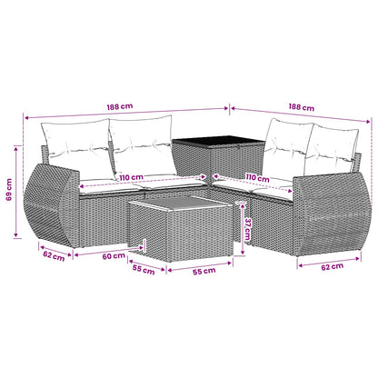 Sofa Set 6 stk. Grau und Marineblau 55 x 55 x 37 cm