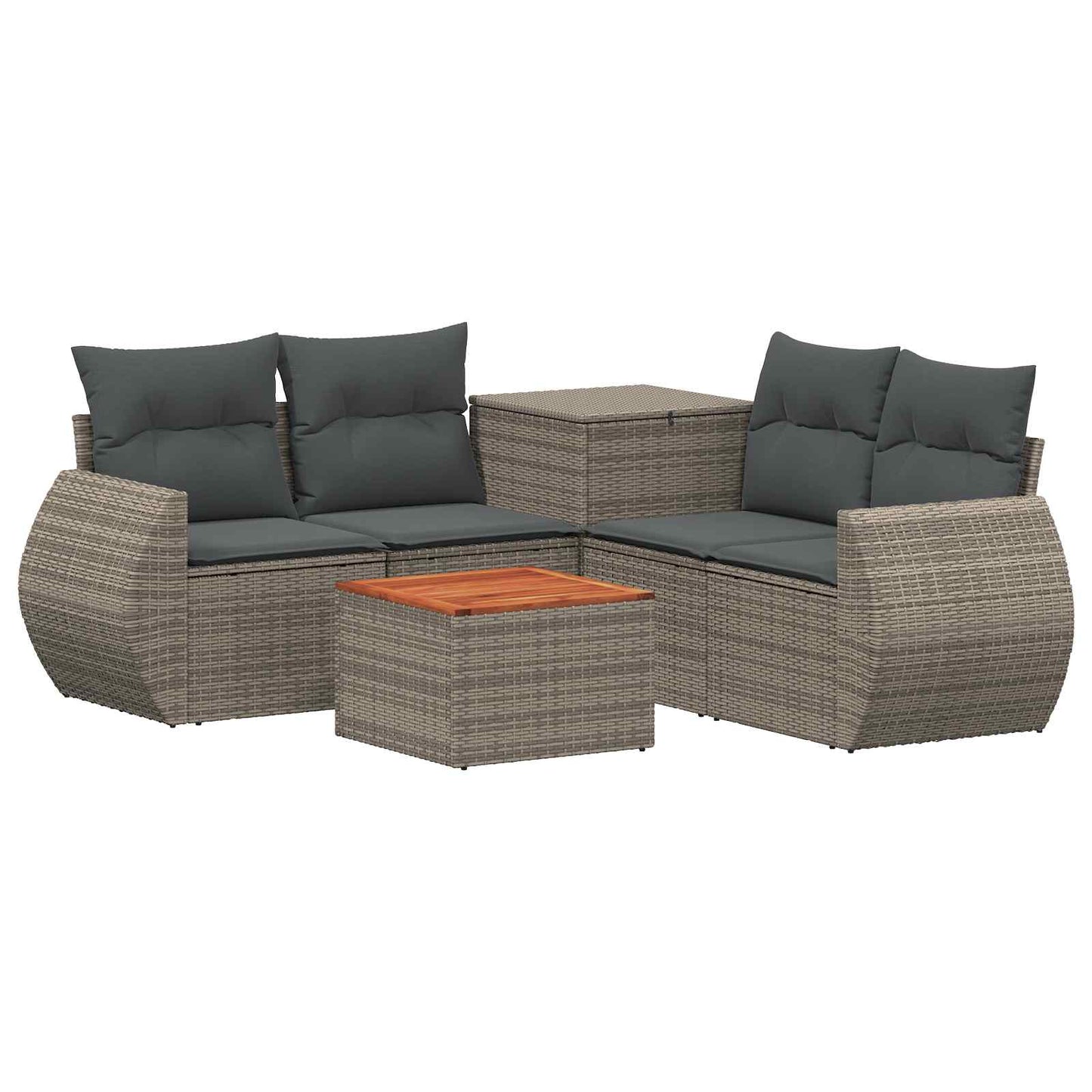 Sofa Set 6 stk. Grau und Dunkelgrau Polyrattan und Stahl