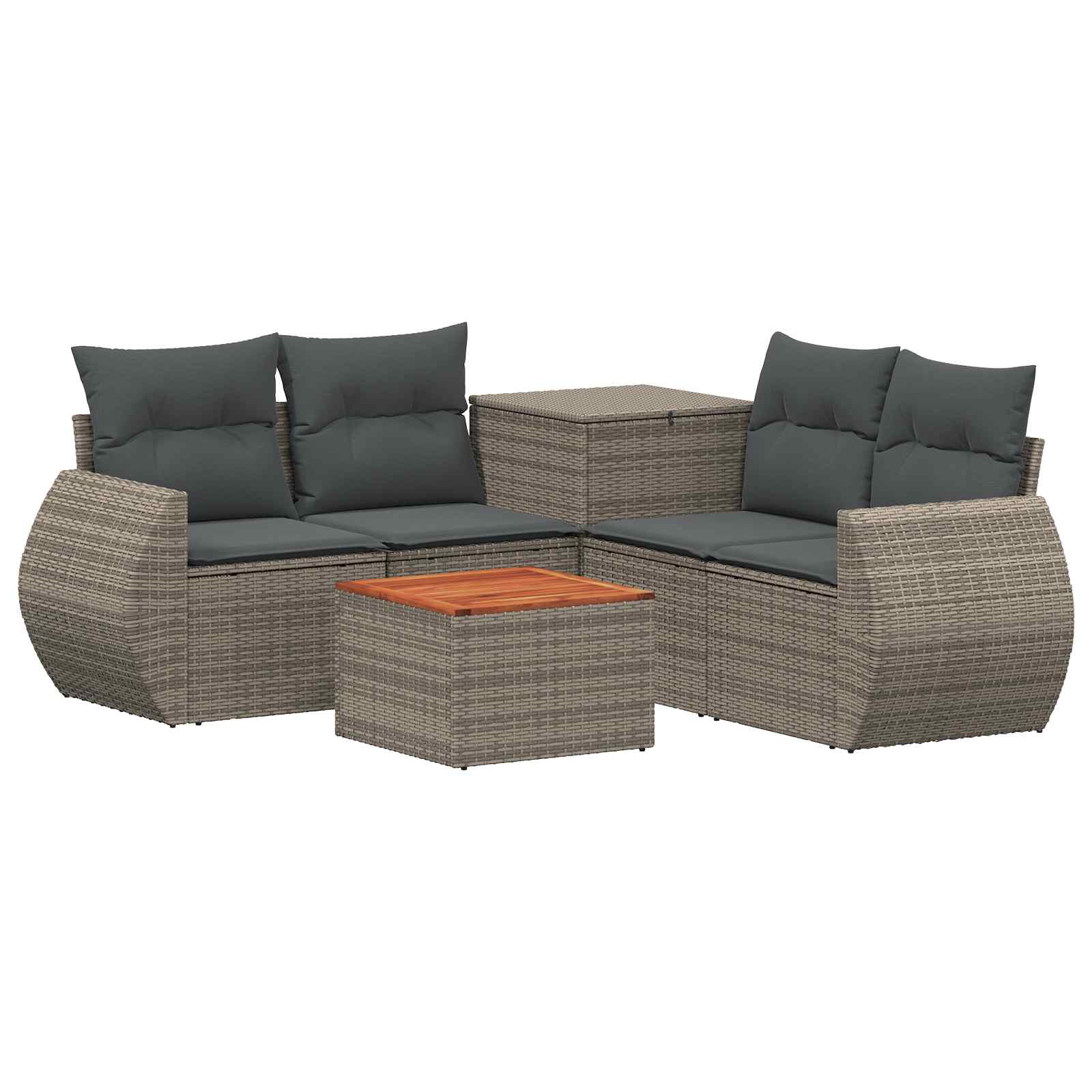 Sofa Set 6 stk. Grau und Dunkelgrau Polyrattan und Stahl