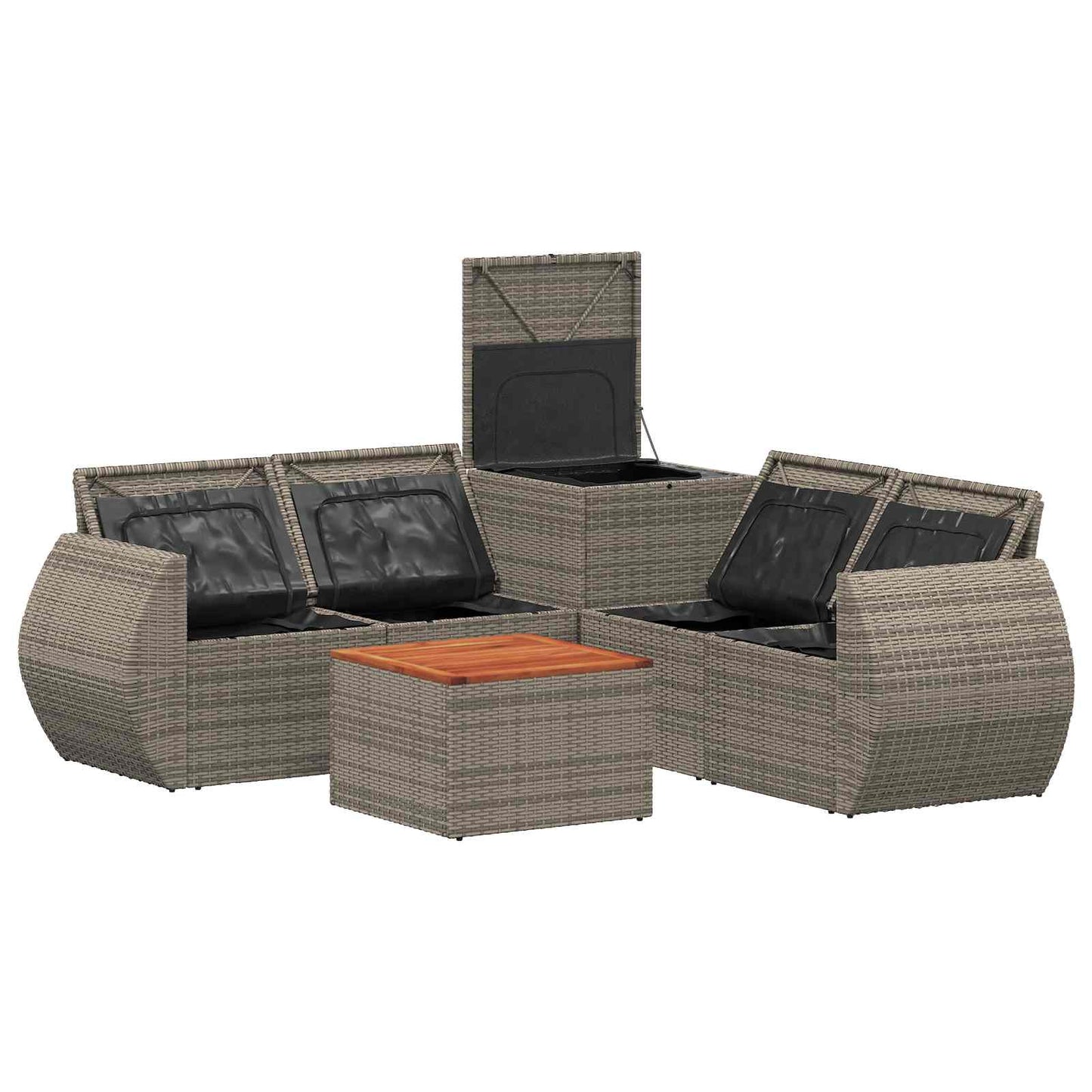Sofa Set 6 stk. Grau und Dunkelgrau Polyrattan und Stahl