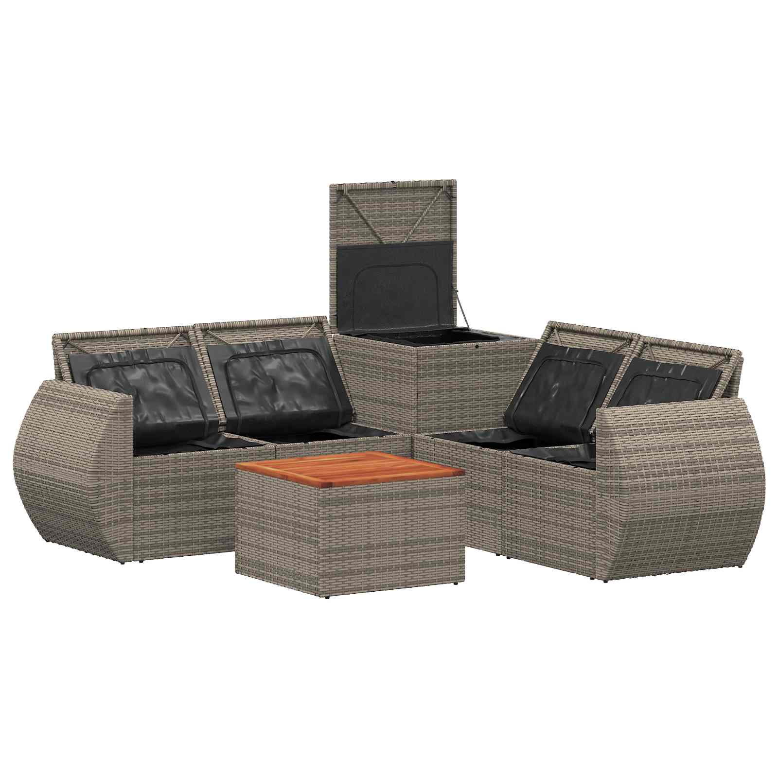Sofa Set 6 stk. Grau und Dunkelgrau Polyrattan und Stahl