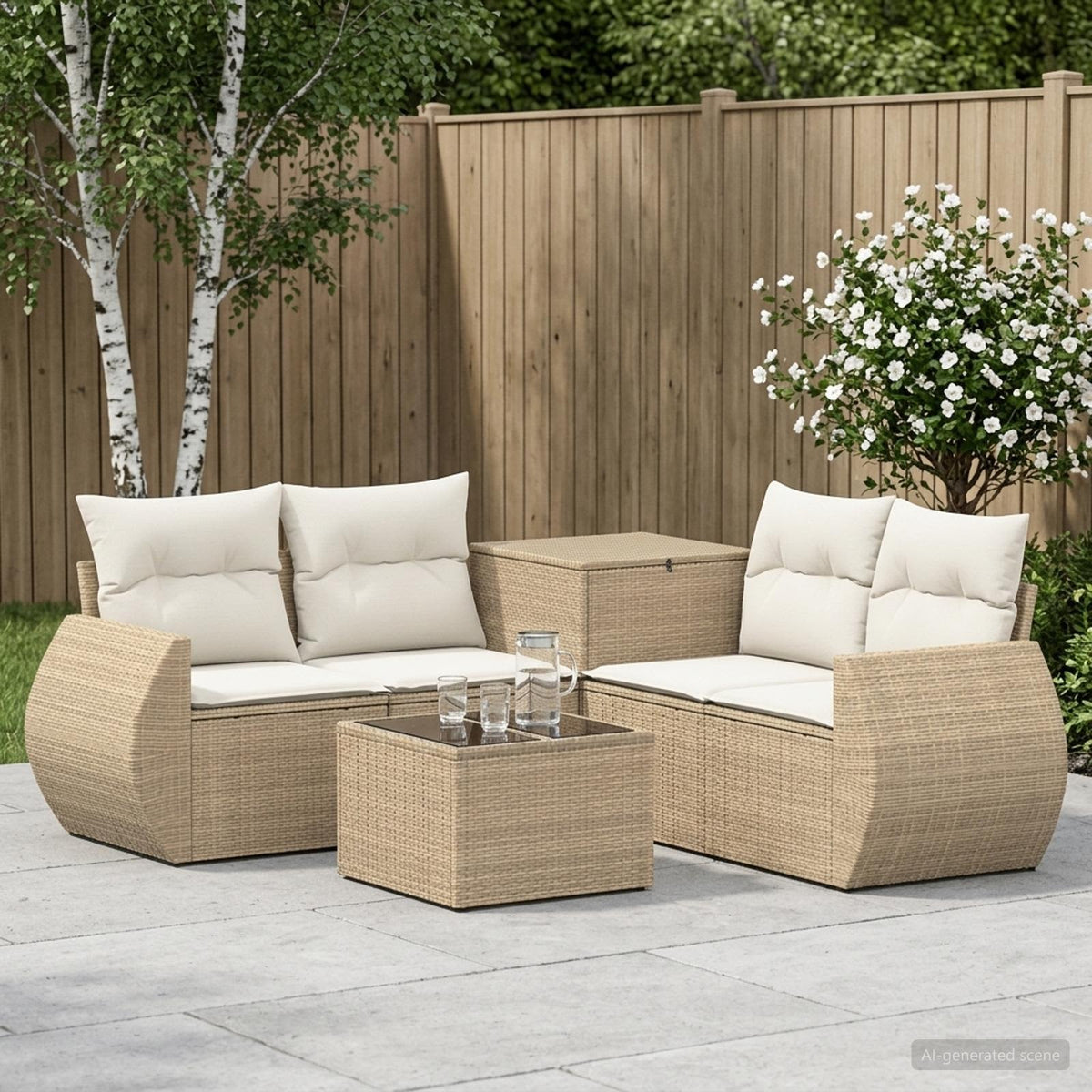 Sofa Set 6 stk. Beige und Cremeweiß 55 x 55 x 37 cm