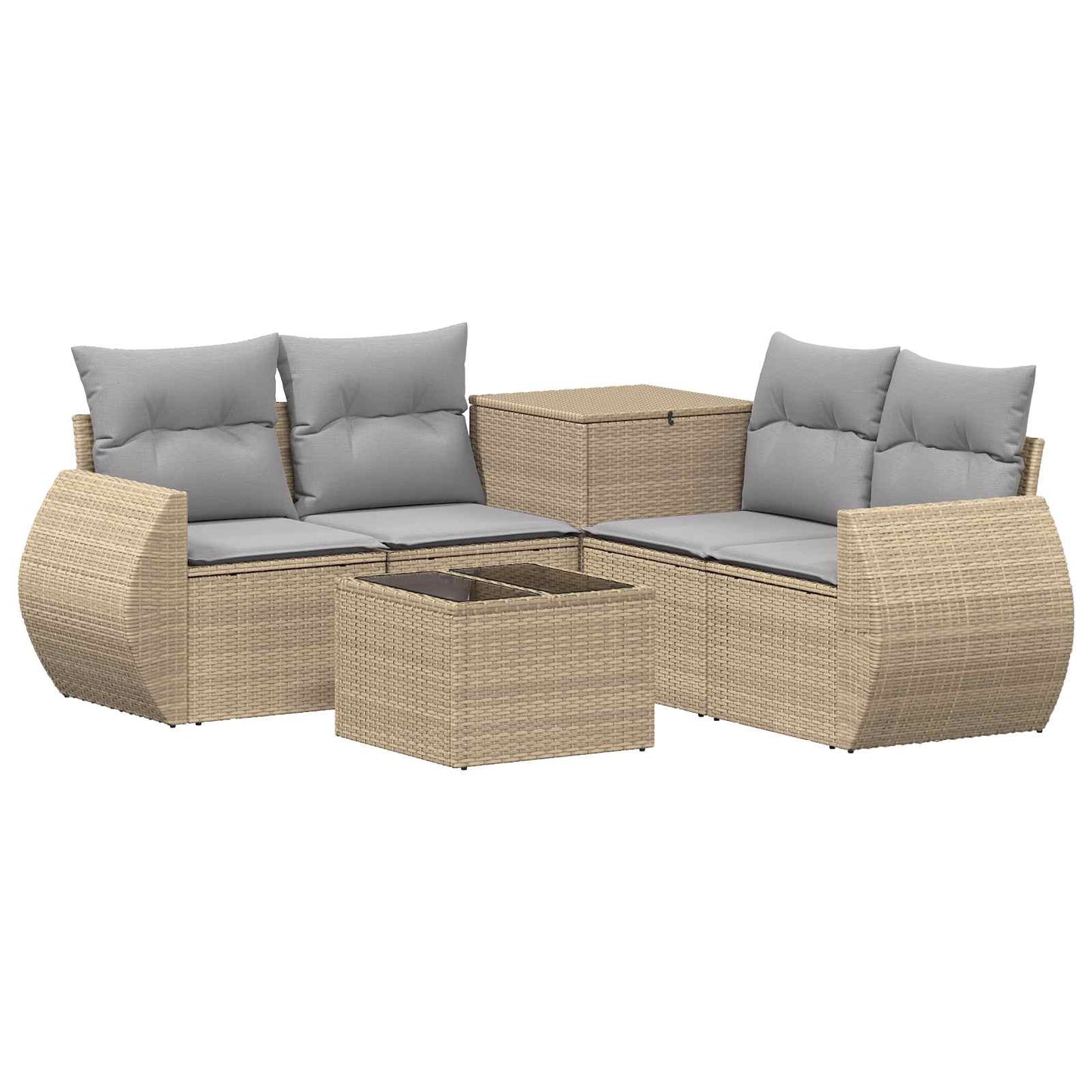 Sofa Set 6 stk. Beige und Hellgrau Polyrattan und Stahl