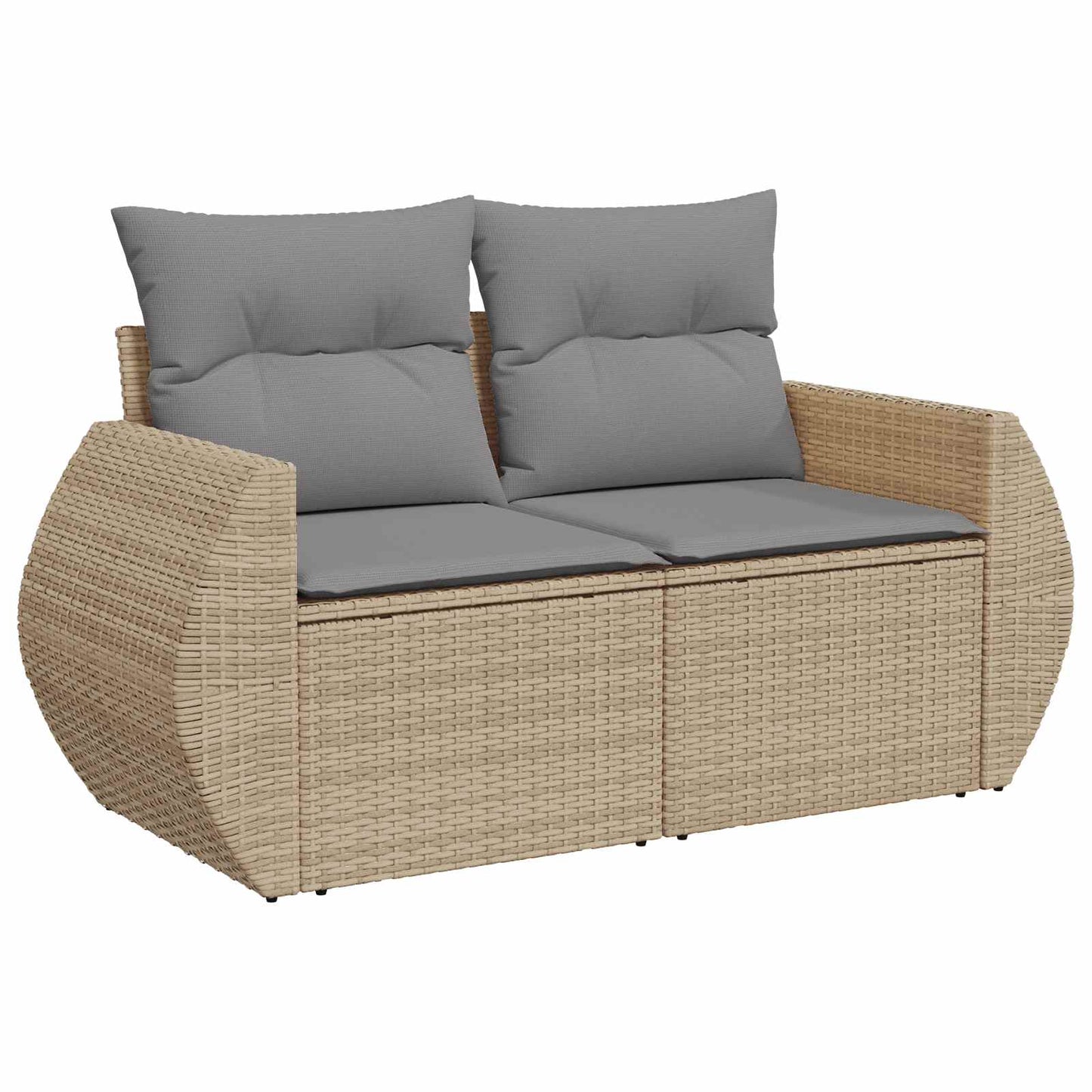 Sofa Set 6 stk. Beige und Hellgrau Polyrattan und Stahl