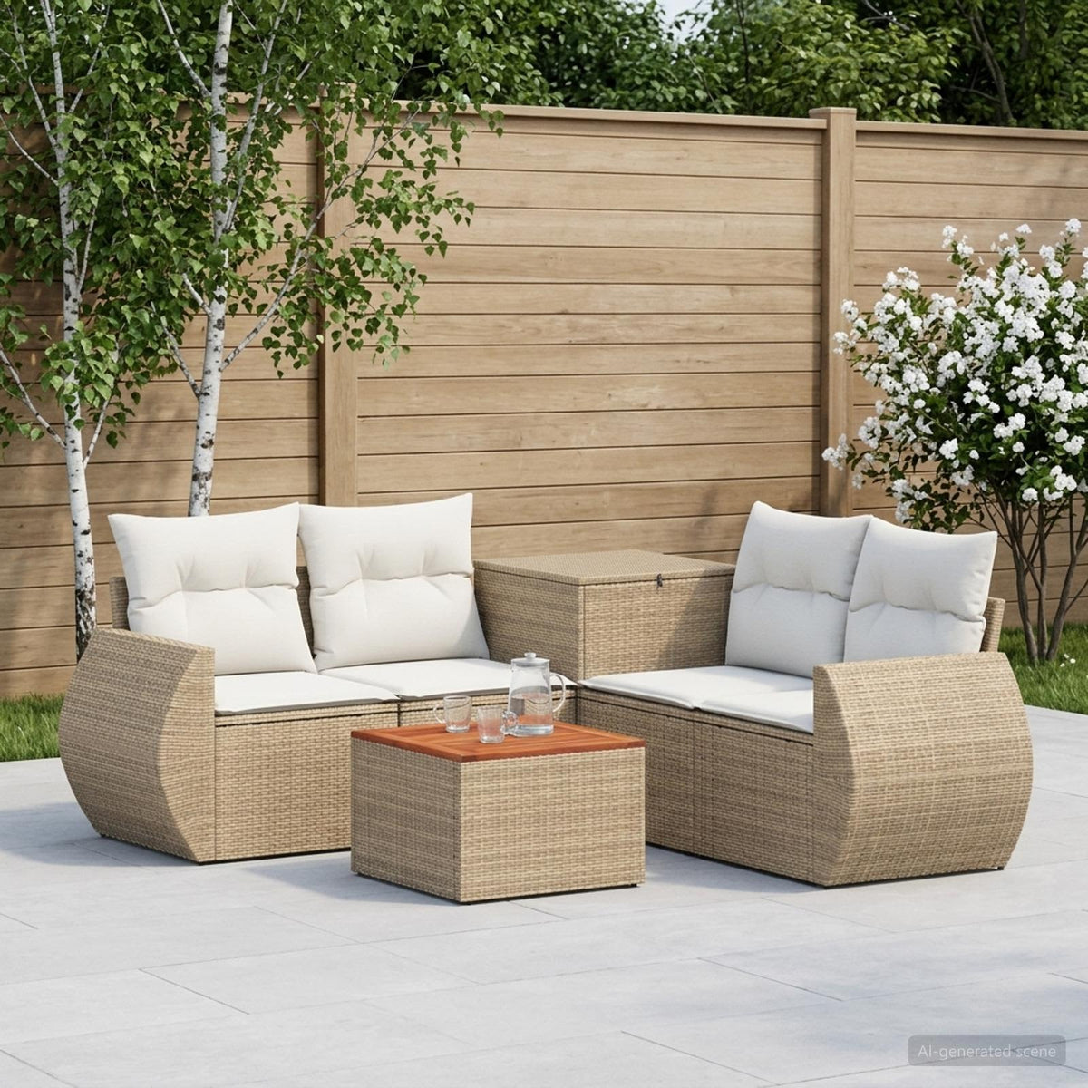 Sofa Set 6 stk. Beige und Cremeweiß 55 x 55 x 37 cm