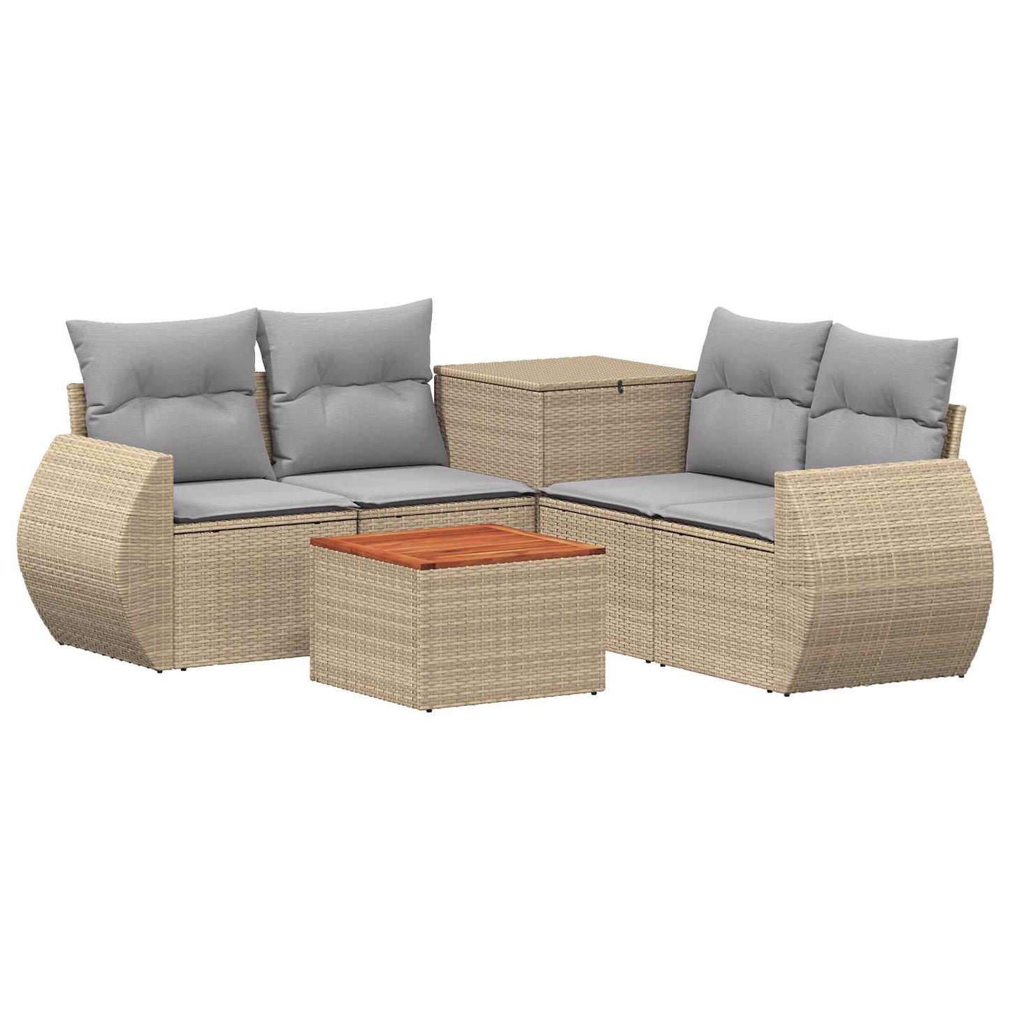 Sofa Set 6 stk. Beige und Hellgrau Polyrattan und Stahl