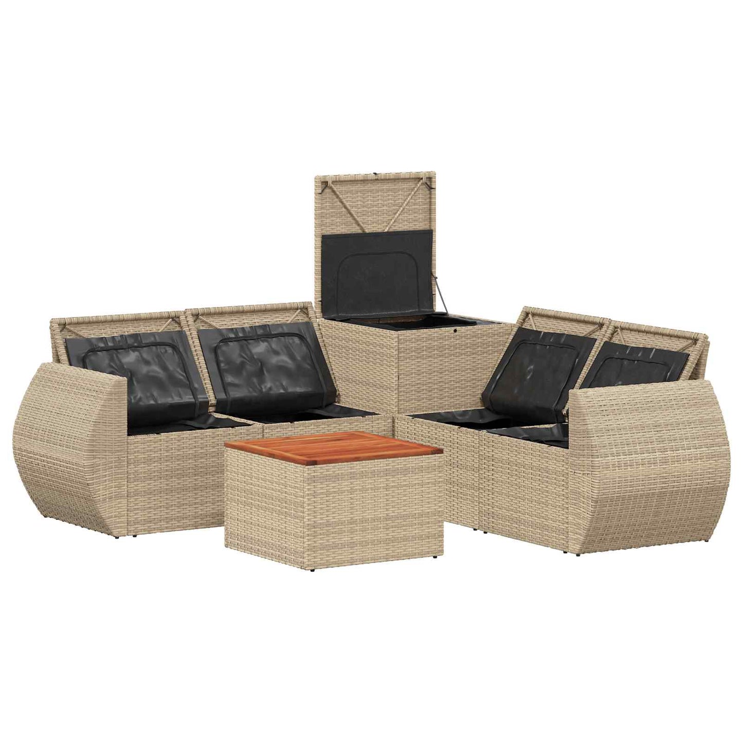 Sofa Set 6 stk. Beige und Hellgrau Polyrattan und Stahl
