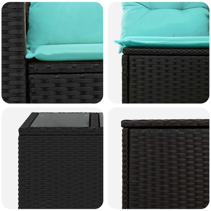 Sofa Set 6 stk. Schwarz und Blau 55 x 55 x 37 cm