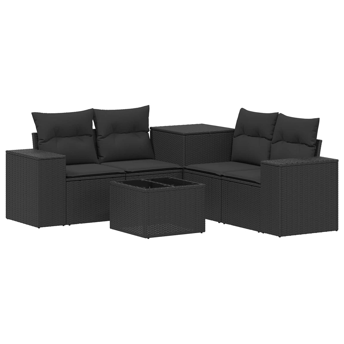 Sofa Set 6 stk. Schwarz 55 x 55 x 37 cm Polyrattan und Stahl