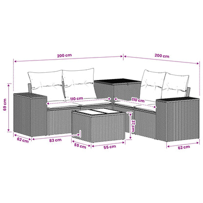 Sofa Set 6 stk. Schwarz und Cremeweiß 55 x 55 x 37 cm