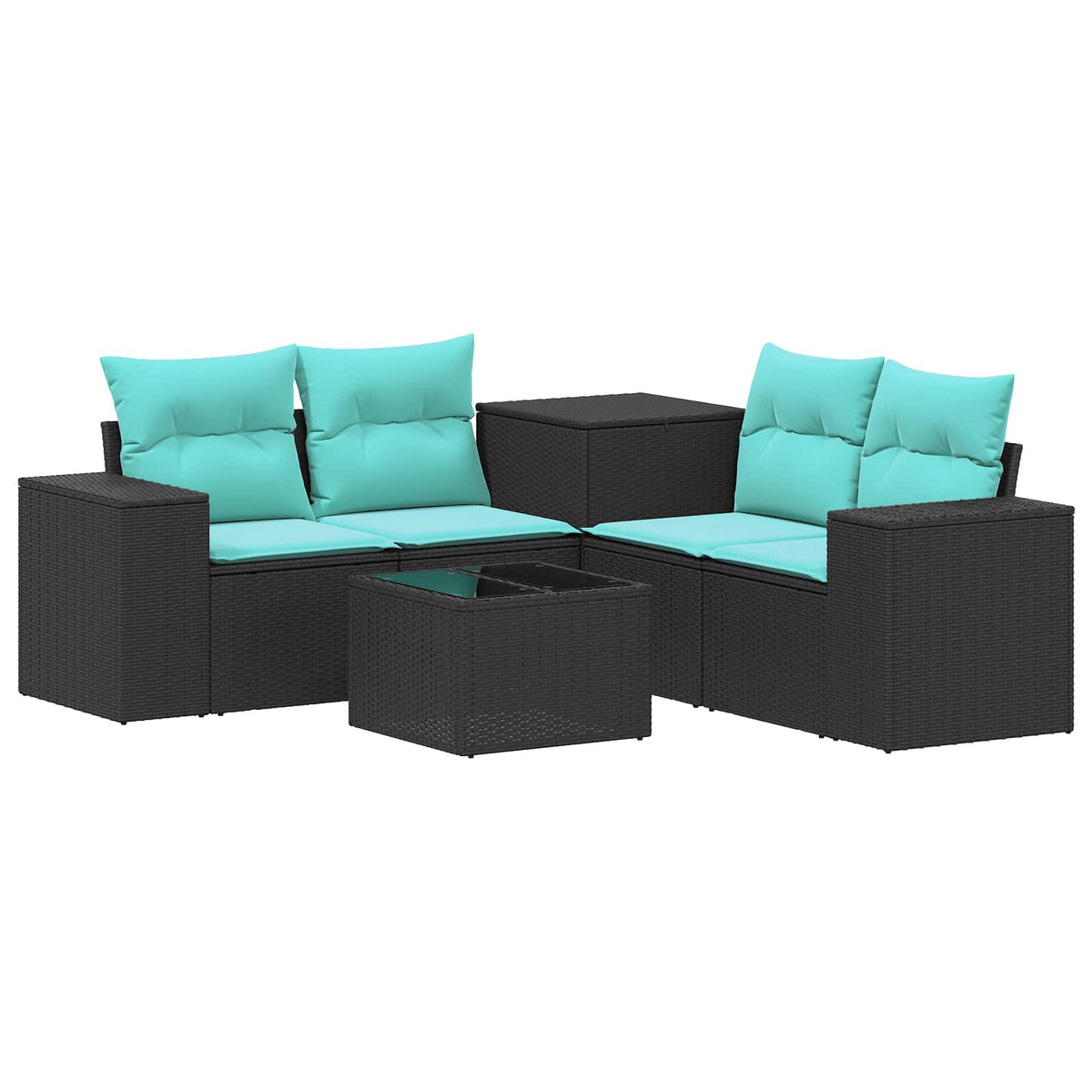 Sofa Set 6 stk. Schwarz und Blau 55 x 55 x 37 cm