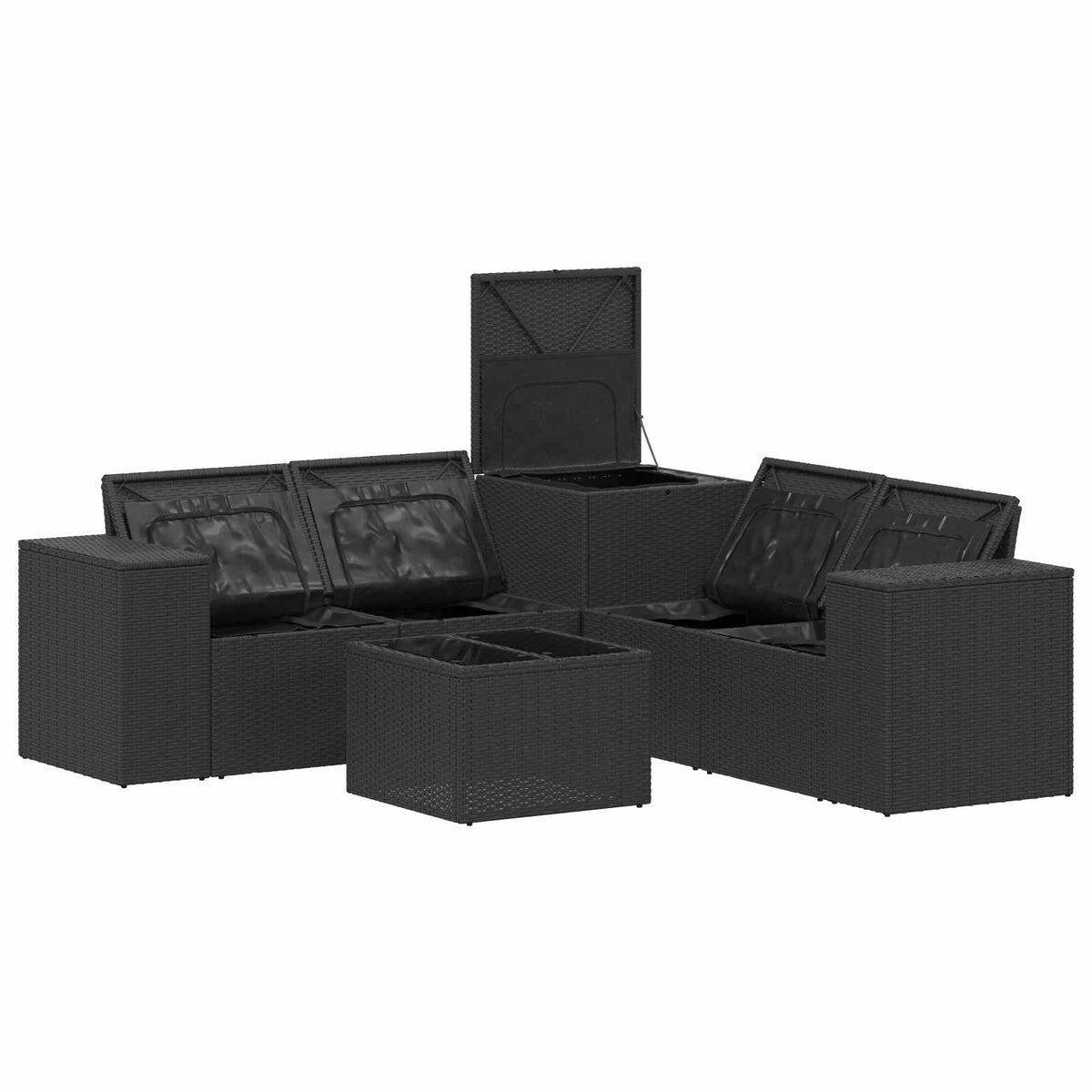 Sofa Set 6 stk. Schwarz und Blau 55 x 55 x 37 cm