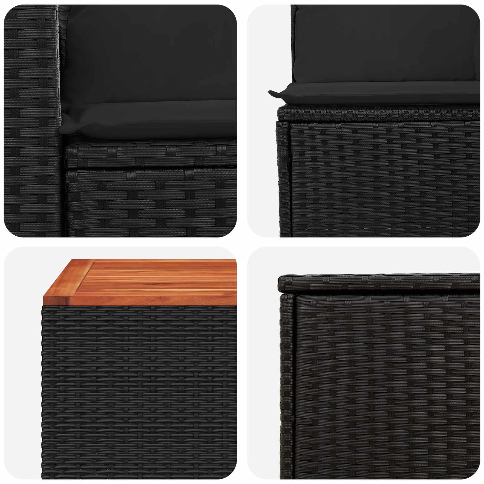 Sofa Set 6 stk. Schwarz Polyrattan und Stahl