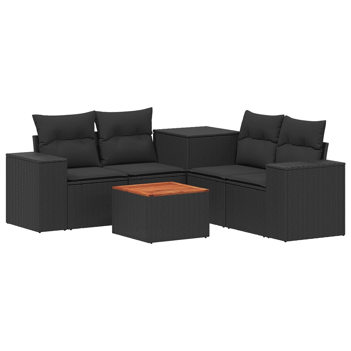 Sofa Set 6 stk. Schwarz Polyrattan und Stahl