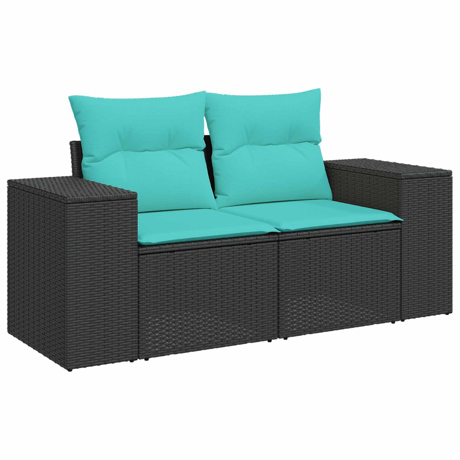 Sofa Set 6 stk. Schwarz und Blau Polyrattan und Stahl