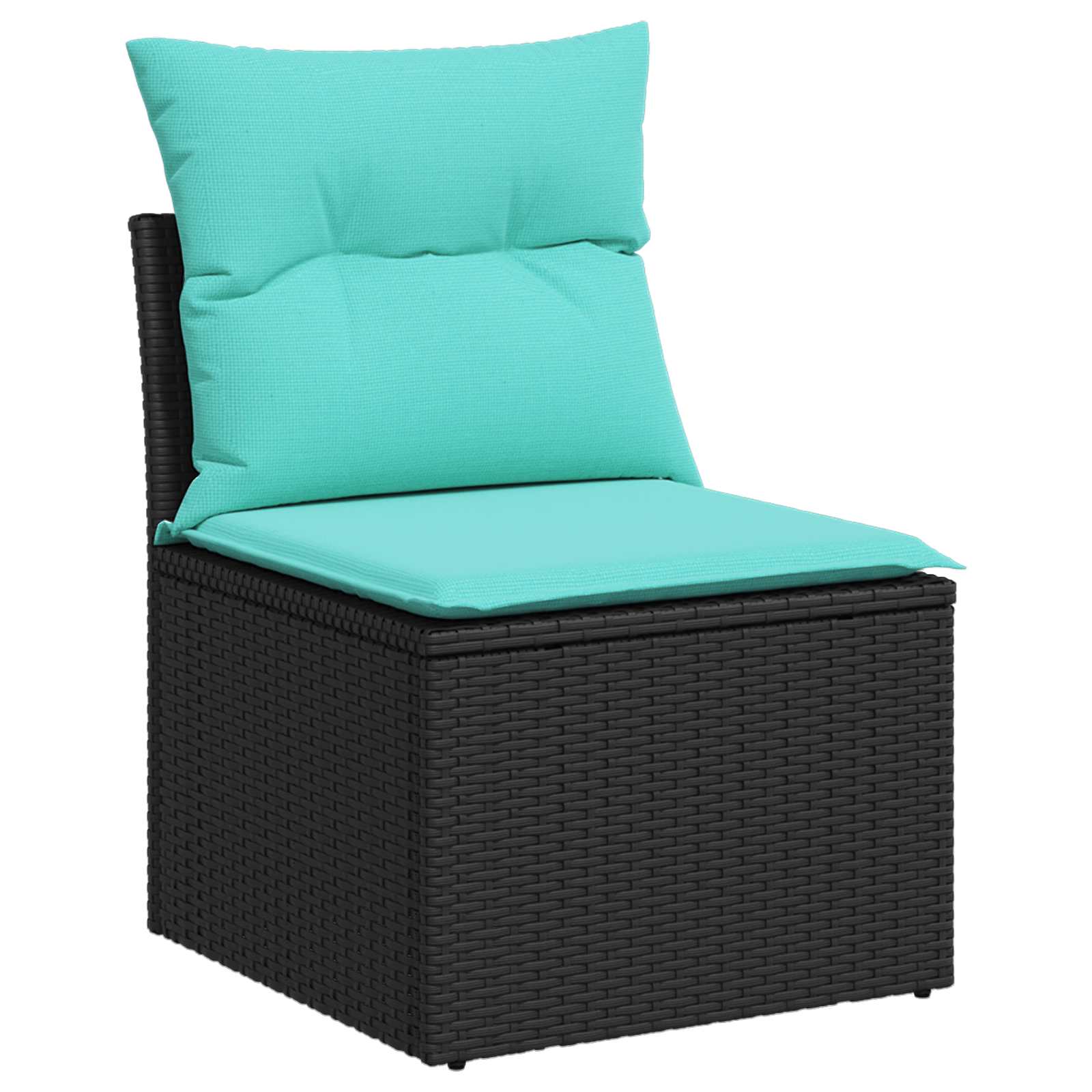 Sofa Set 6 stk. Schwarz und Blau Polyrattan und Stahl