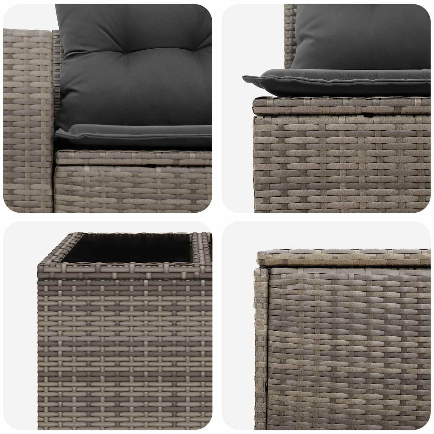 Sofa Set 6 stk. Grau und Dunkelgrau Polyrattan und Stahl