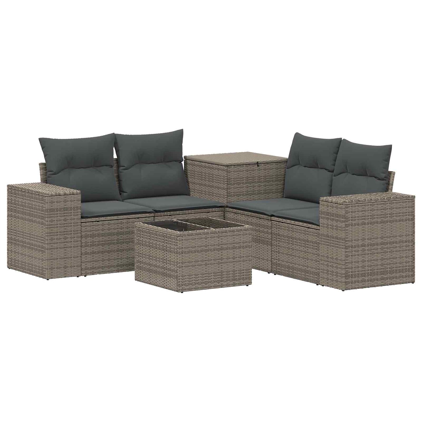 Sofa Set 6 stk. Grau und Dunkelgrau Polyrattan und Stahl