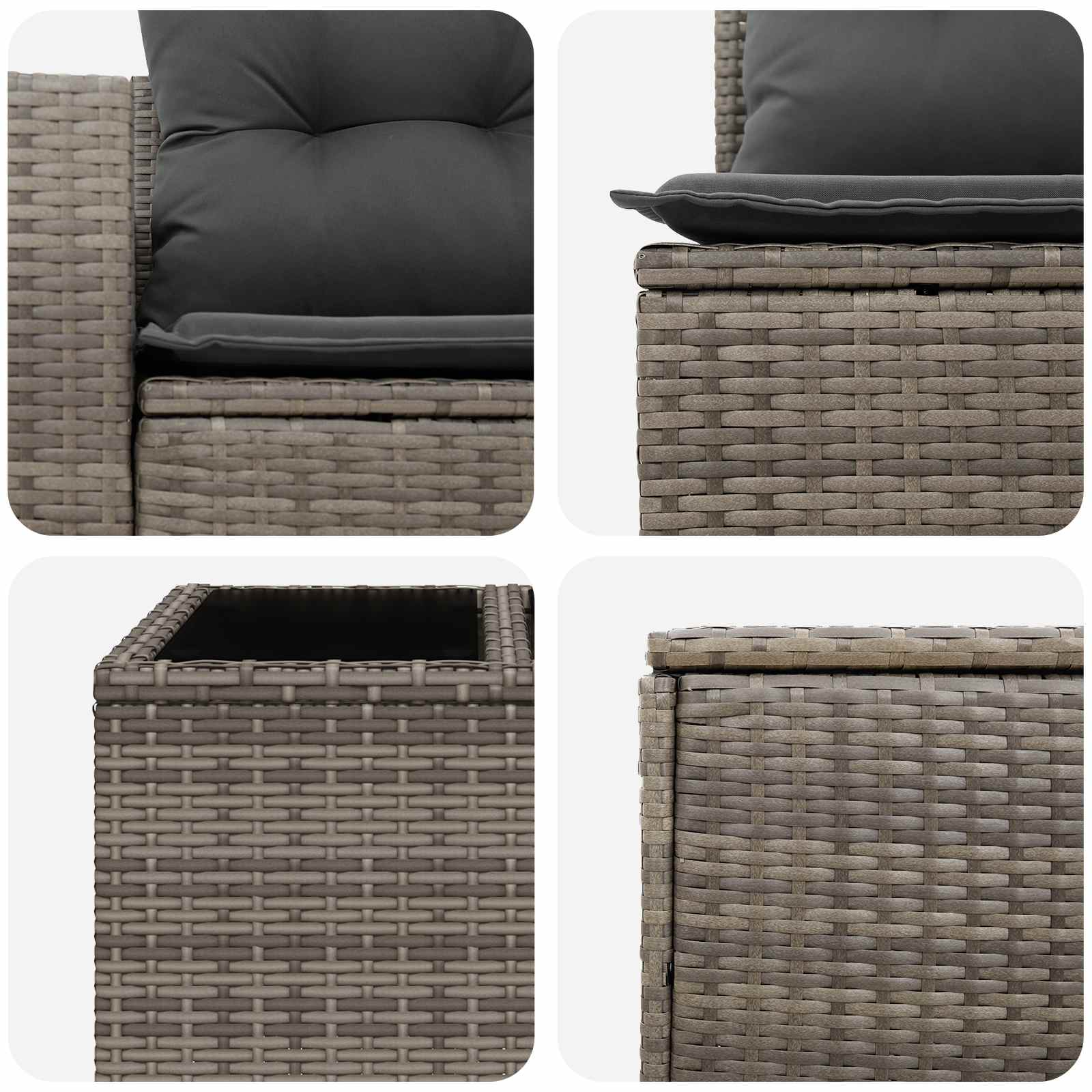 Sofa Set 6 stk. Grau und Dunkelgrau Polyrattan und Stahl