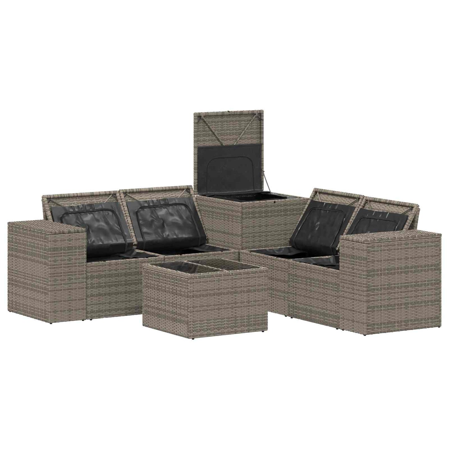 Sofa Set 6 stk. Grau und Dunkelgrau Polyrattan und Stahl
