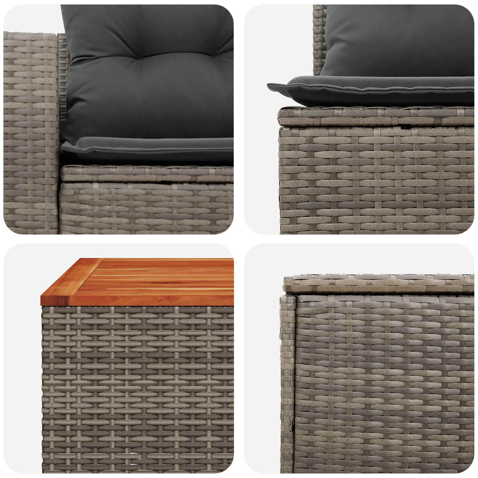 Sofa Set 6 stk. Grau und Dunkelgrau Polyrattan und Stahl