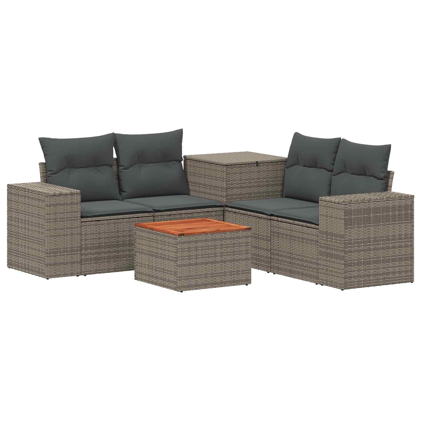 Sofa Set 6 stk. Grau und Dunkelgrau Polyrattan und Stahl