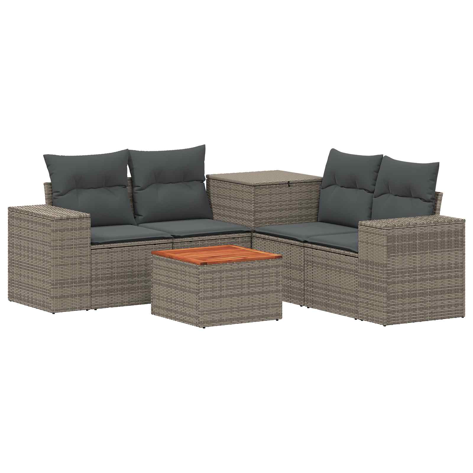 Sofa Set 6 stk. Grau und Dunkelgrau Polyrattan und Stahl