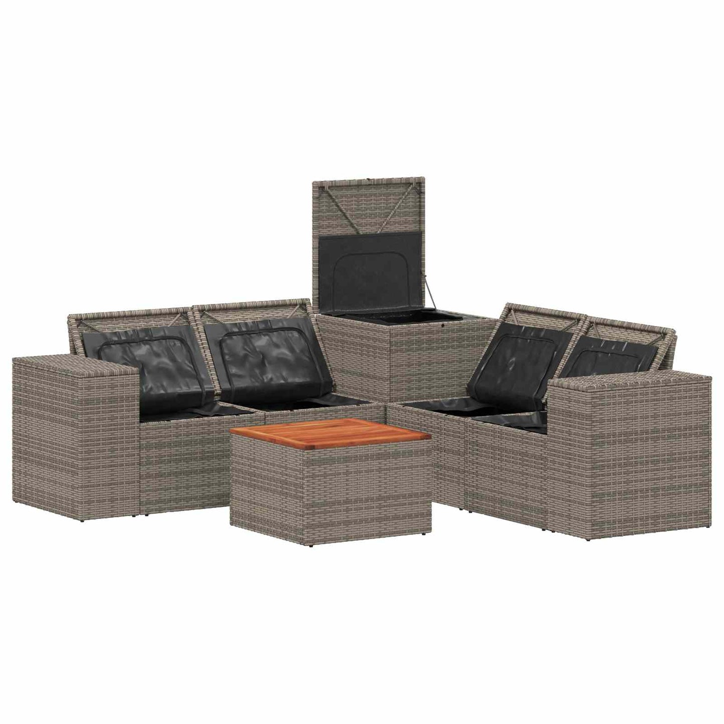 Sofa Set 6 stk. Grau und Dunkelgrau Polyrattan und Stahl