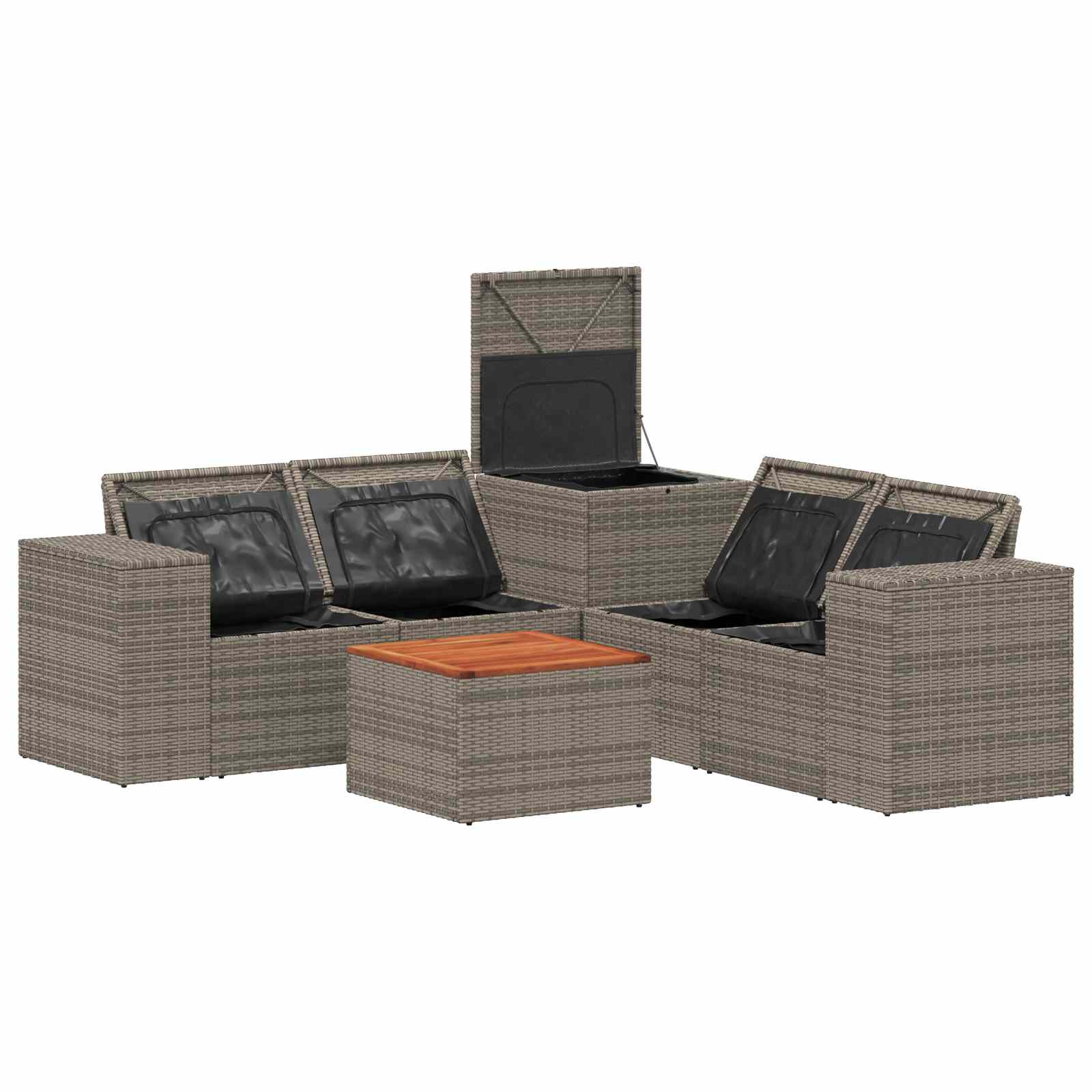 Sofa Set 6 stk. Grau und Dunkelgrau Polyrattan und Stahl