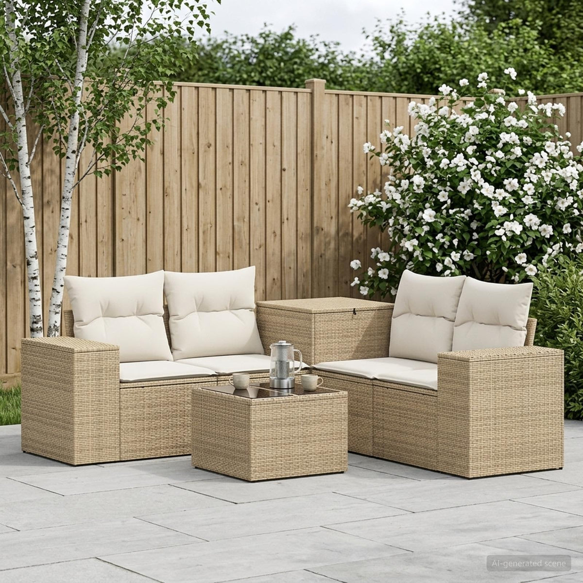 Sofa Set 6 stk. Beige und Cremeweiß 55 x 55 x 37 cm