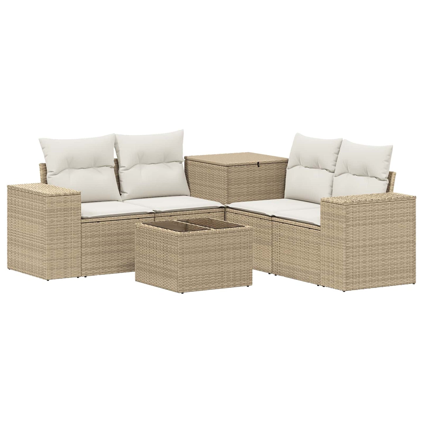 Sofa Set 6 stk. Beige und Cremeweiß Polyrattan und Stahl