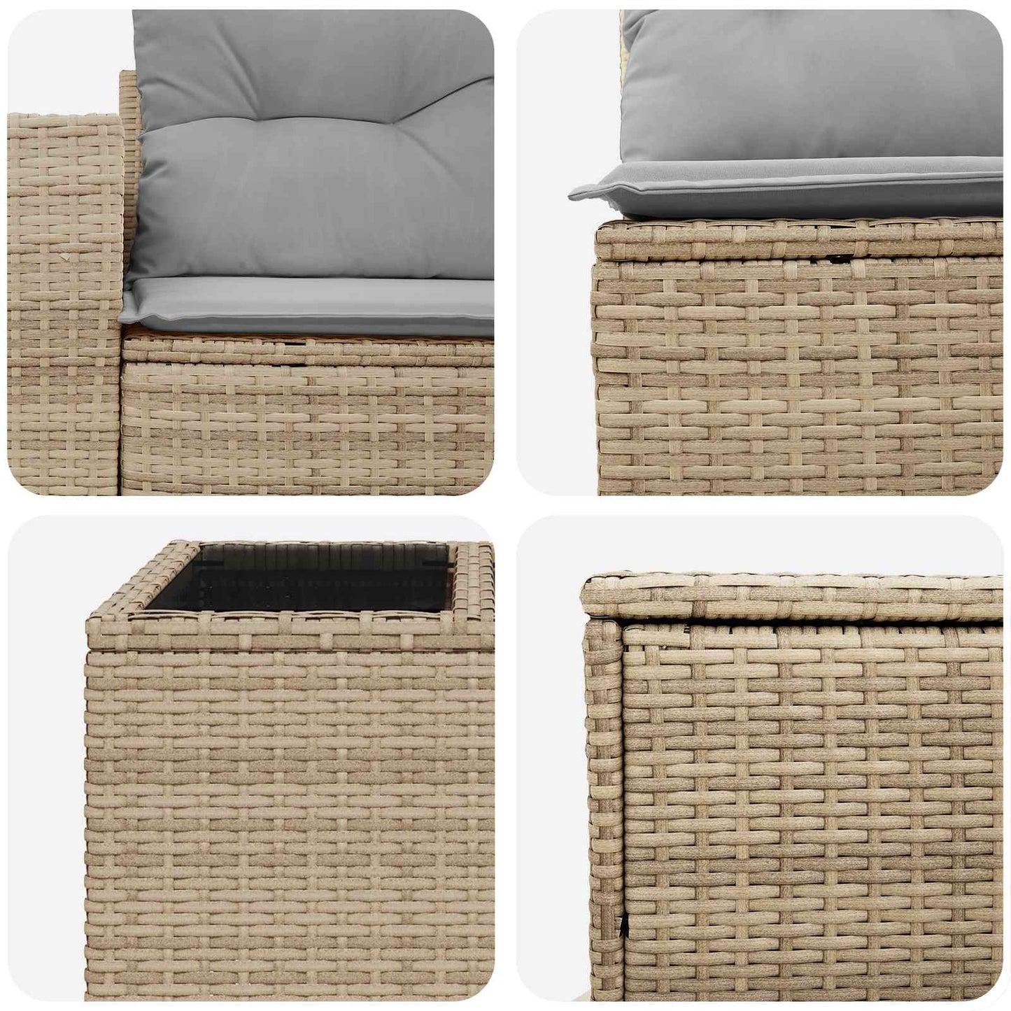 Sofa Set 6 stk. Beige und Hellgrau Polyrattan und Stahl